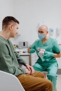 Dentist providing urgent dental care to a patient